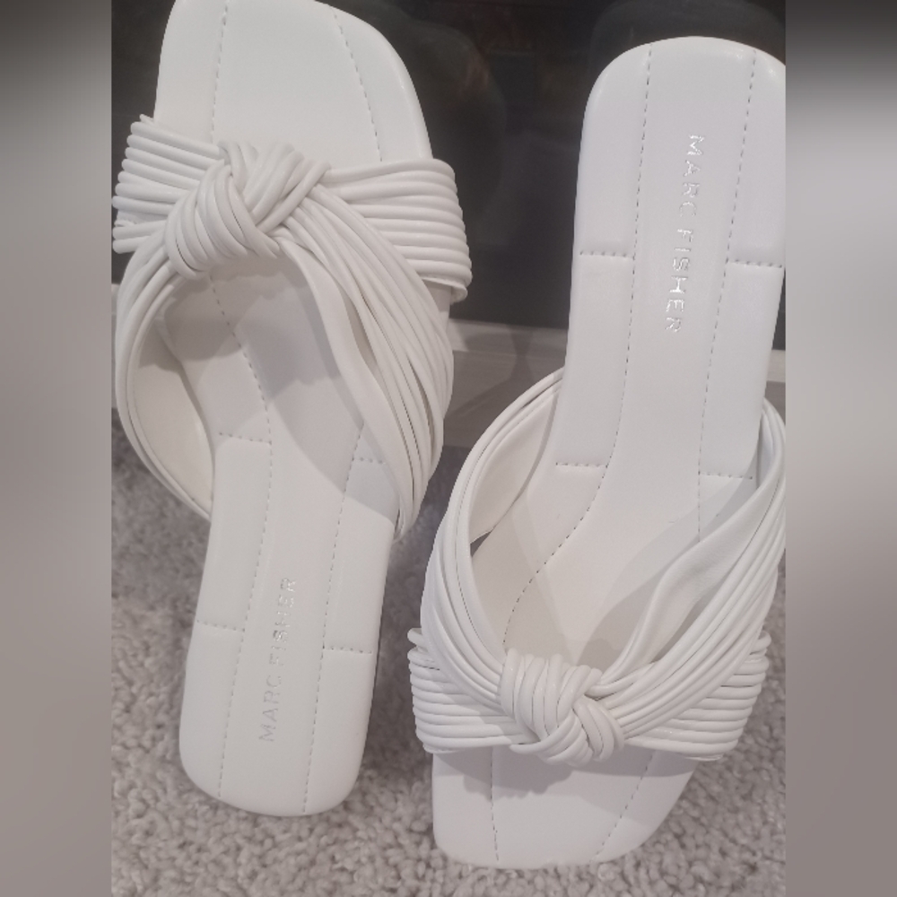 Marc Fisher White woven sandals